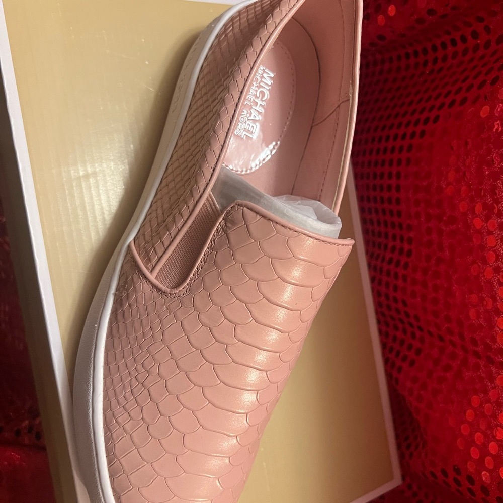 Michael Kors Blush Pink Textured Slip-On Sneakers
